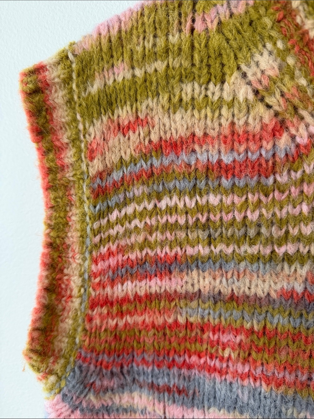 Daniele Fiesoli Italia Collezione N.01 Alpaca Wool Pink Red Green Sweater Vest S - Picture 4 of 8